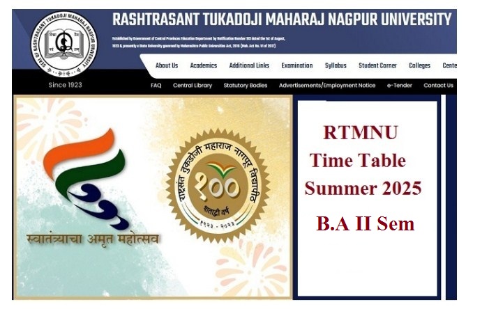 RTMNU BA 2 Sem Time Table 2025