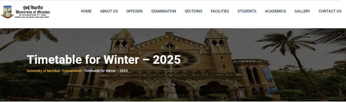 Mumbai University Time Table Winter 2025