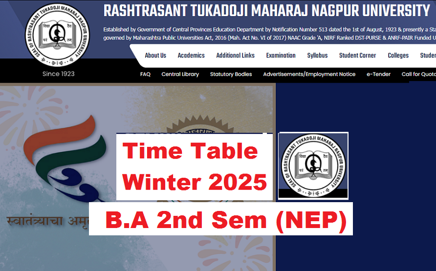 RTMNU BA 2 Sem NEP Time Table Winter 2025